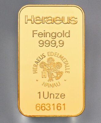 Goldbarren 1oz HERAEUS, geprägt