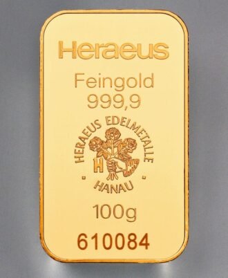 Goldbarren 100g HERAEUS, geprägt