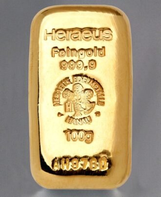Goldbarren 100g HERAEUS, gegossen