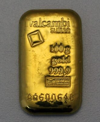 Goldbarren 100g VALCAMBI, gegossen