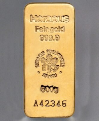 Goldbarren 500g HERAEUS, gegossen