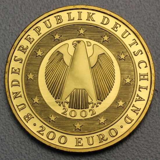 Goldmünze 200 Euro "Einführung des Euro" 2002 Etui